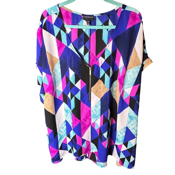 5 for $40 SALE! Lane Bryant Colorful Vneck Zip  Split Back Tunic size 24 - Picture 10 of 10